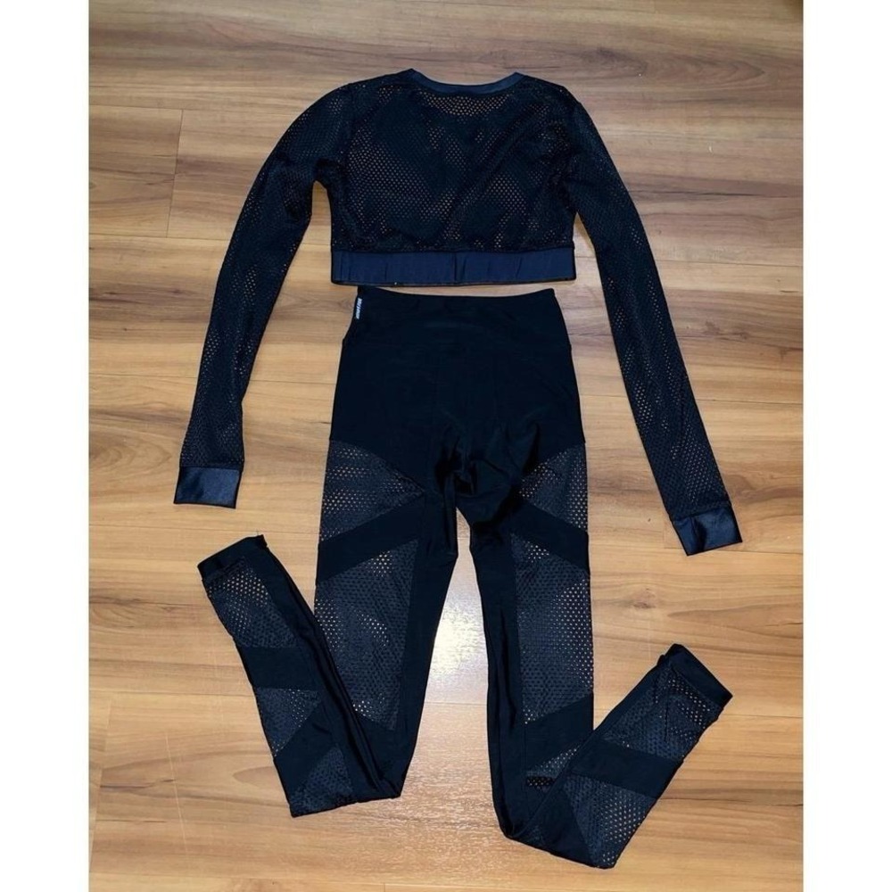 NWOT Bona Fide Mesh See Through Crop Workout Yoga Leggings Top Athletic Suit - Picture 3 of 6